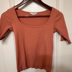 Billabong Short-Sleeve Ribbed Square Neck Top in Rust